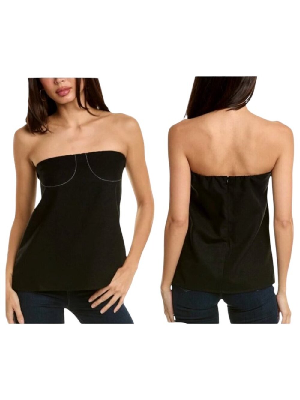 Weworewhat‎ Shirt Women 18 Black Wool Blend Strapless A Line Top NWT Gothic